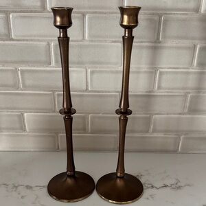 NWOT Pottery Barn Bronze Booker XL Taper Candle Holders Set of 2
